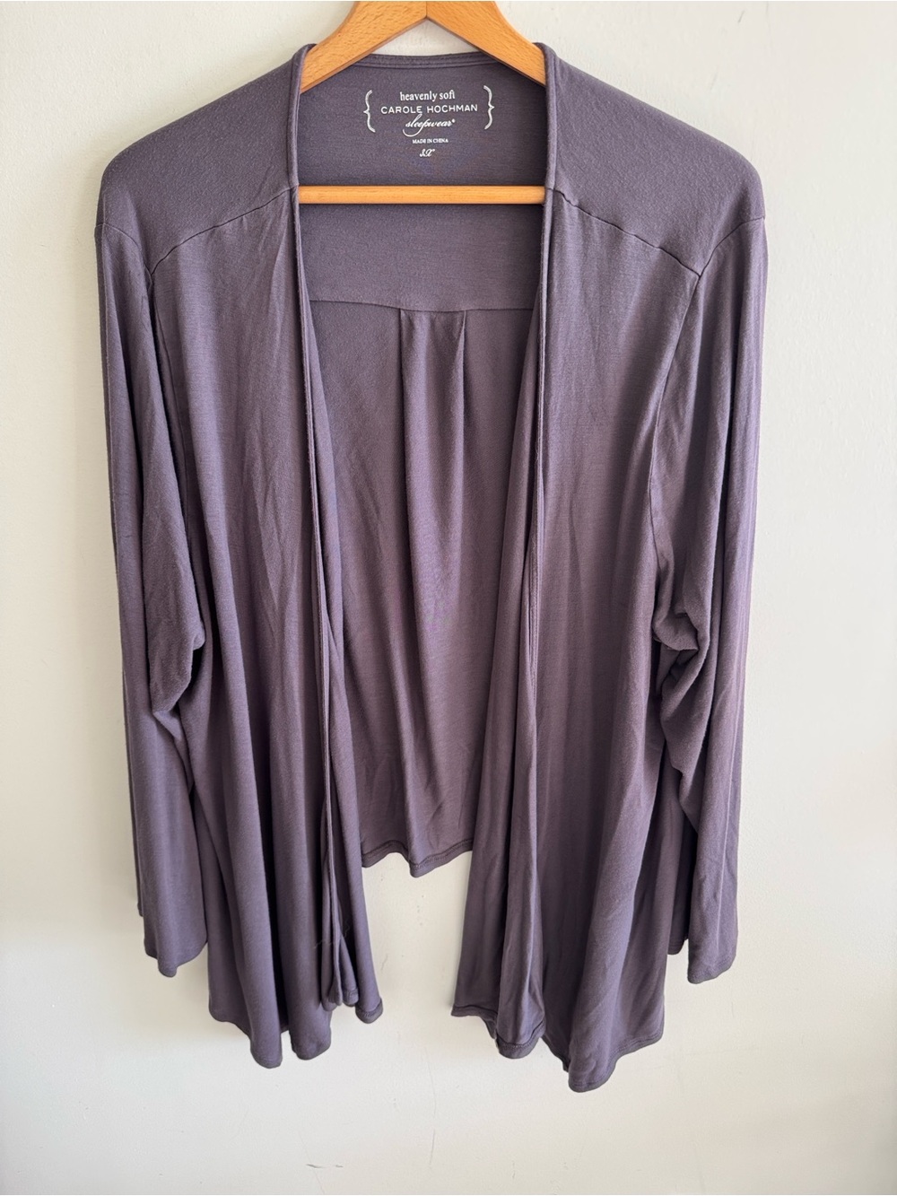 Carole Hochman heavenly soft purple long sleeve open front lounge cardigan sz 3X